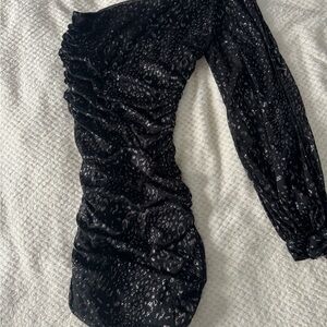 City Triangles One Sleeve sparkly Black Dress